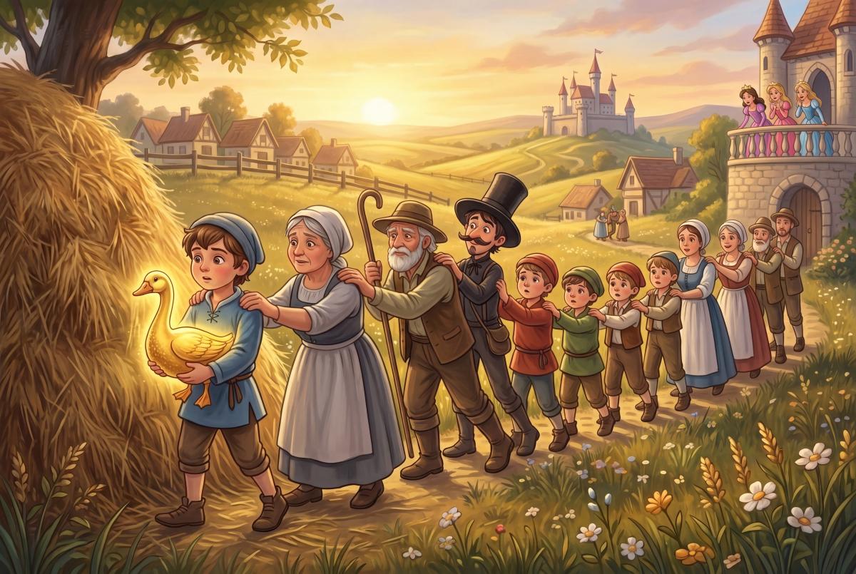 Titulná ilustrácia k rozprávke na dobrú noc Zlatá hus