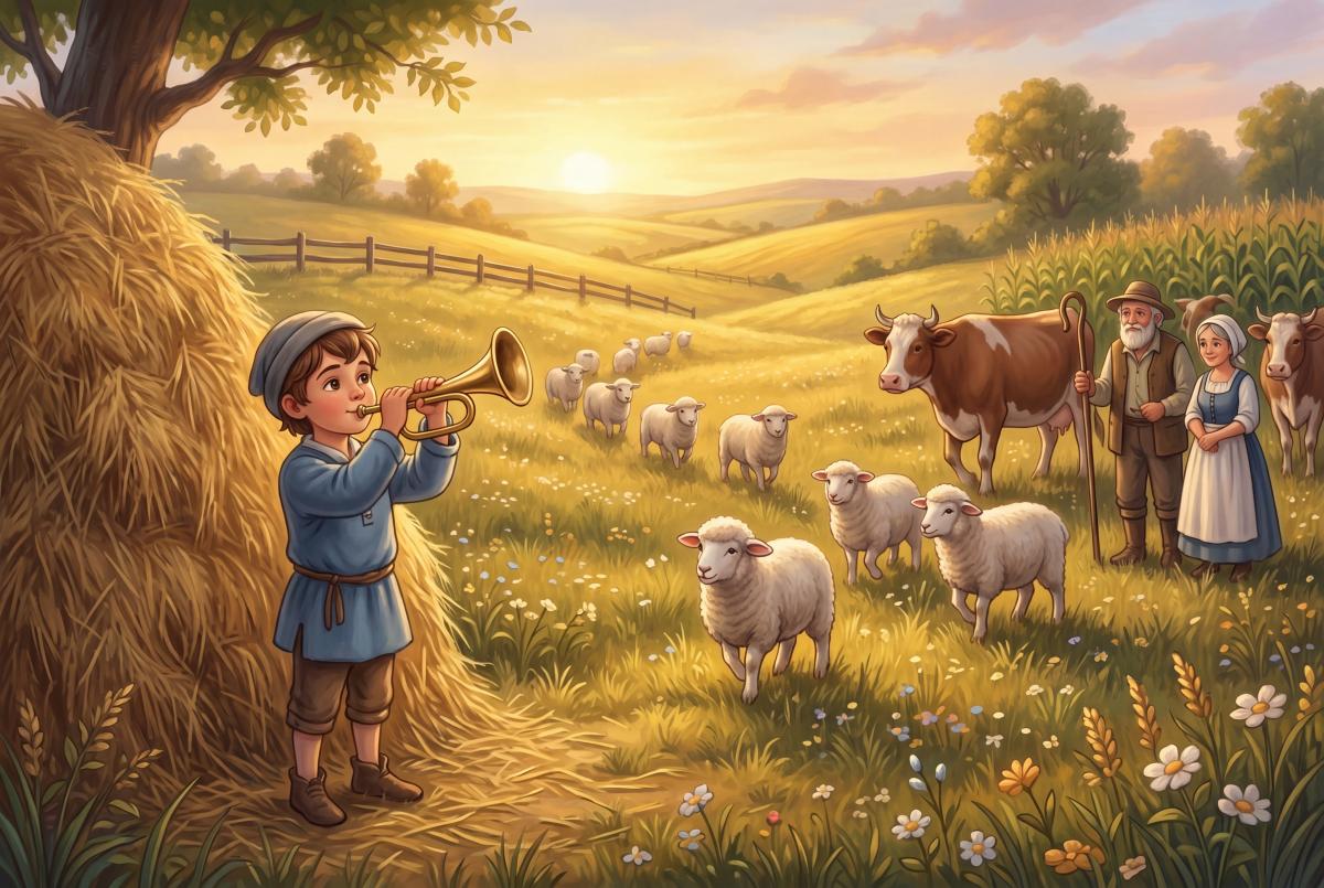 Titulná ilustrácia k rozprávke na dobrú noc Chlapček v modrom