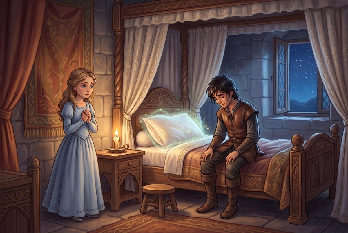 Cover illustration for the bedtime story The Frog Prince