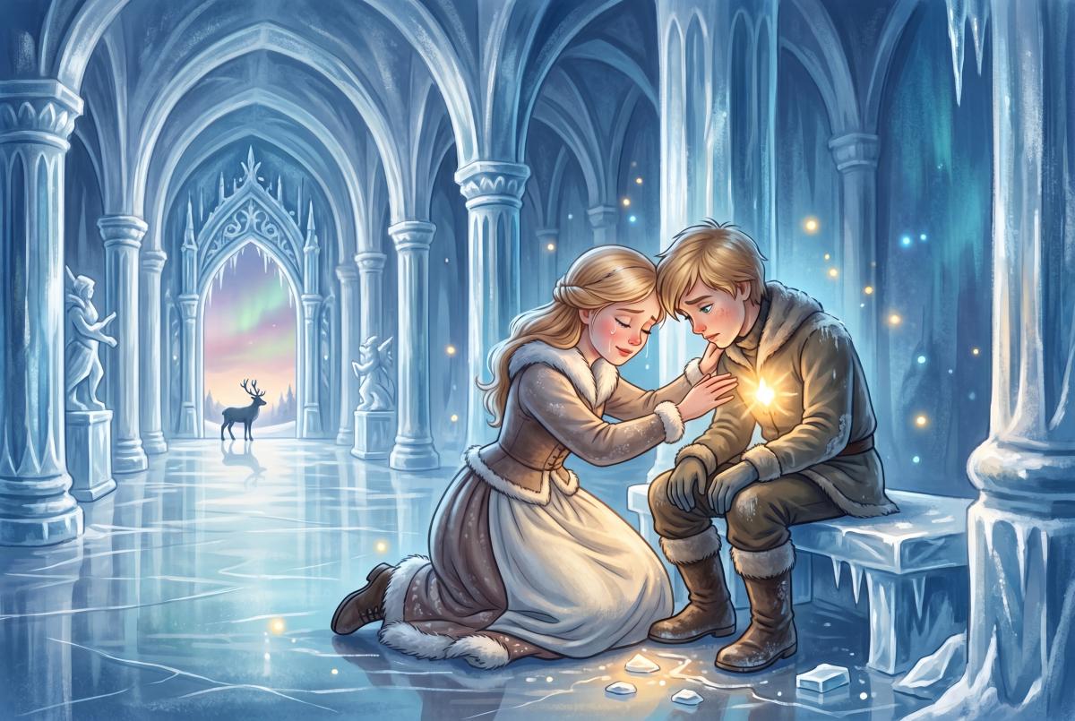 Cover illustration for the bedtime story The Snow Queen